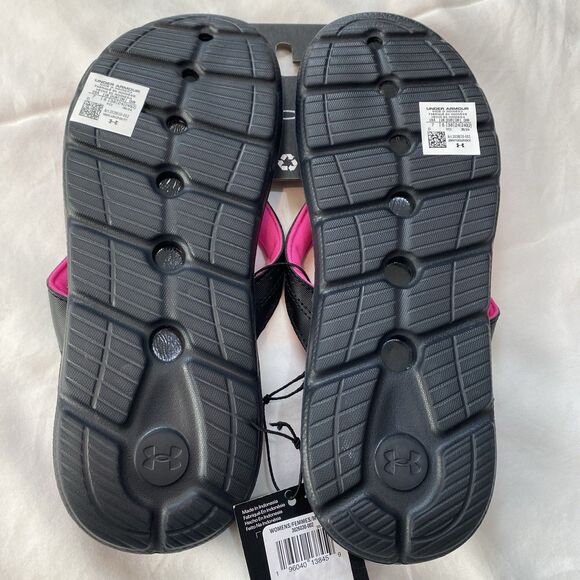 Under Armour sandals womens sz 7 pink/black flip flops New - Picture 6 of 10